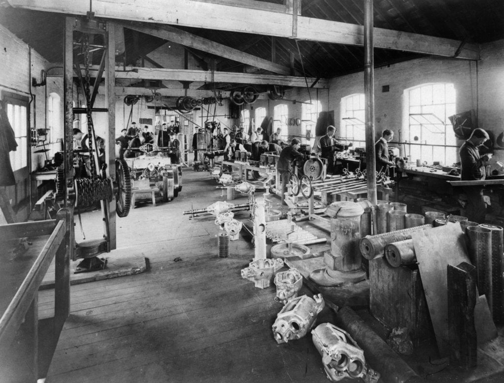 Detail of Iris Cars workshop, c1907 by Unknown