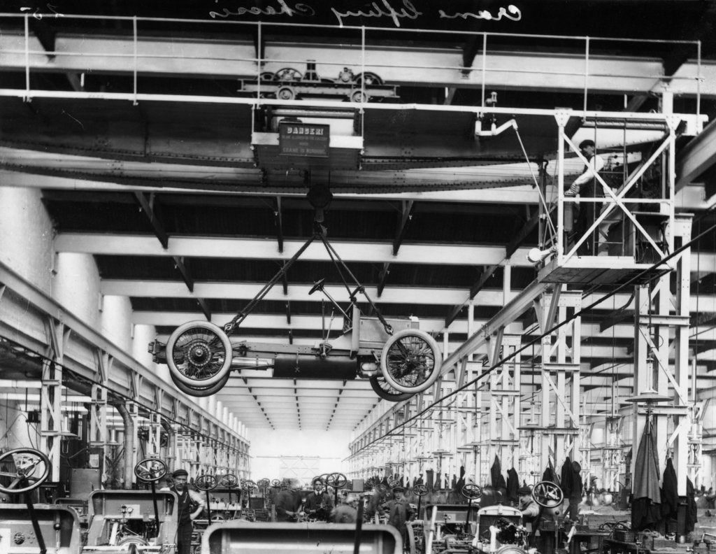 Detail of The Daimler chassis shop, c1911-c1914 by Unknown