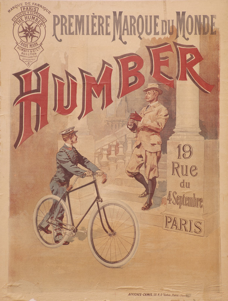 Detail of Poster advertising Humber bicycles by Anonymous