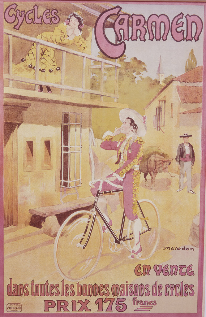 Detail of Poster advertising Carmen bicycles, late 19th-early 20th century by Marodon