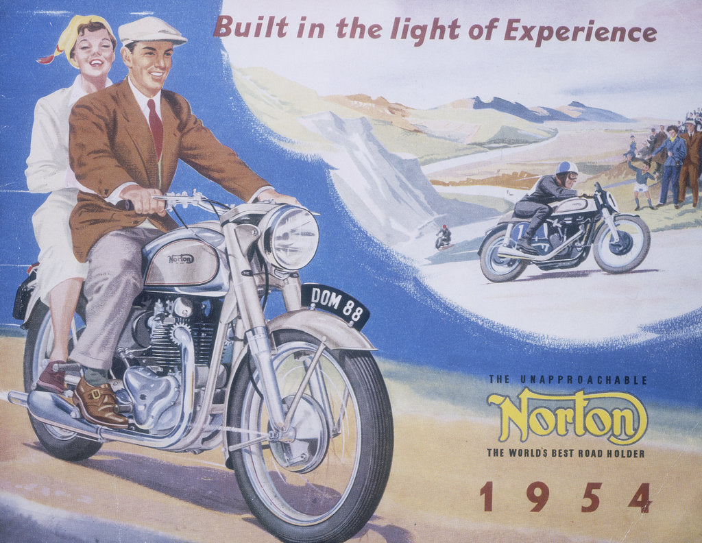 Detail of Poster advertising Norton motor bikes, 1954 by Unknown