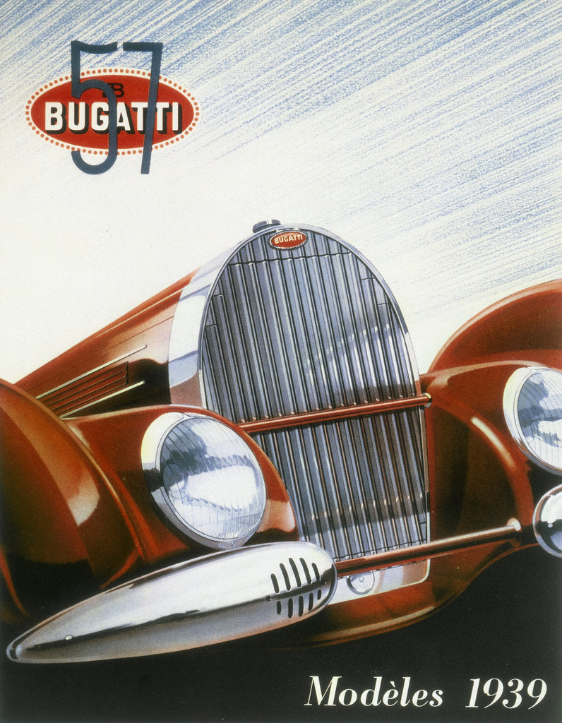 Detail of Poster advertising Bugatti cars, 1939 by Unknown