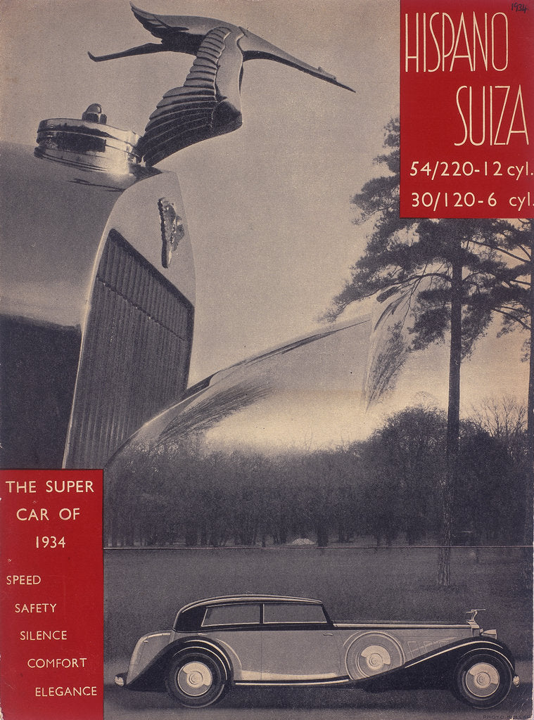 Detail of Poster advertising Hispano-Suiza cars, 1934 by Unknown