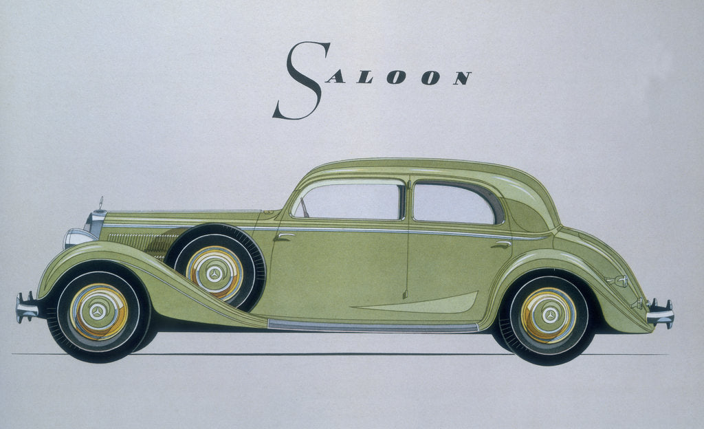 Detail of Poster advertising Mercedes-Benz cars, 1939 by Unknown