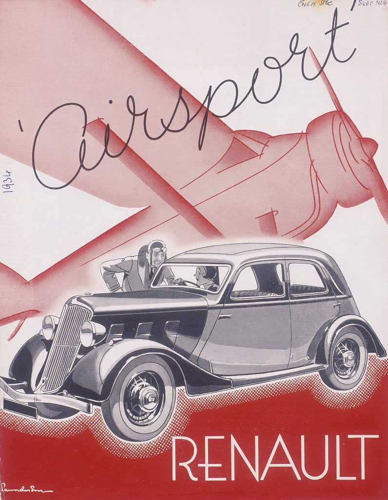 Detail of Poster advertising Renault cars, 1934 by Unknown
