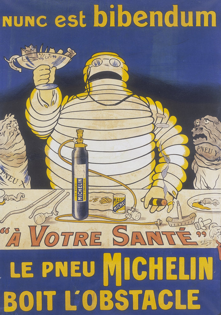 Detail of Poster with Mr Bibendum advertising Michelin tyres by Unknown