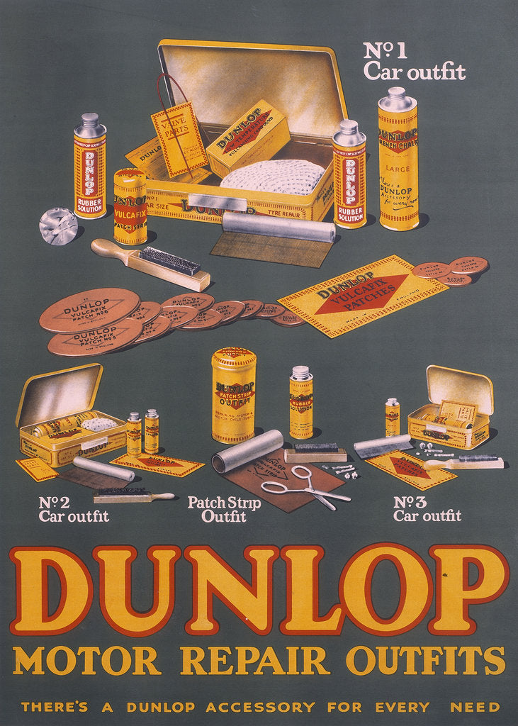 Detail of Poster advertising Dunlop products by Unknown