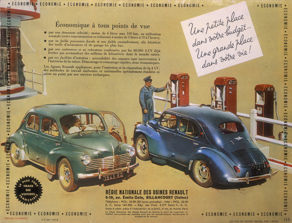 Detail of Poster advertising a Renault 4CV by Anonymous