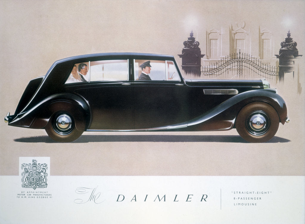 Detail of Poster advertising the Daimler Straight 8 limousine, 1947 by Unknown