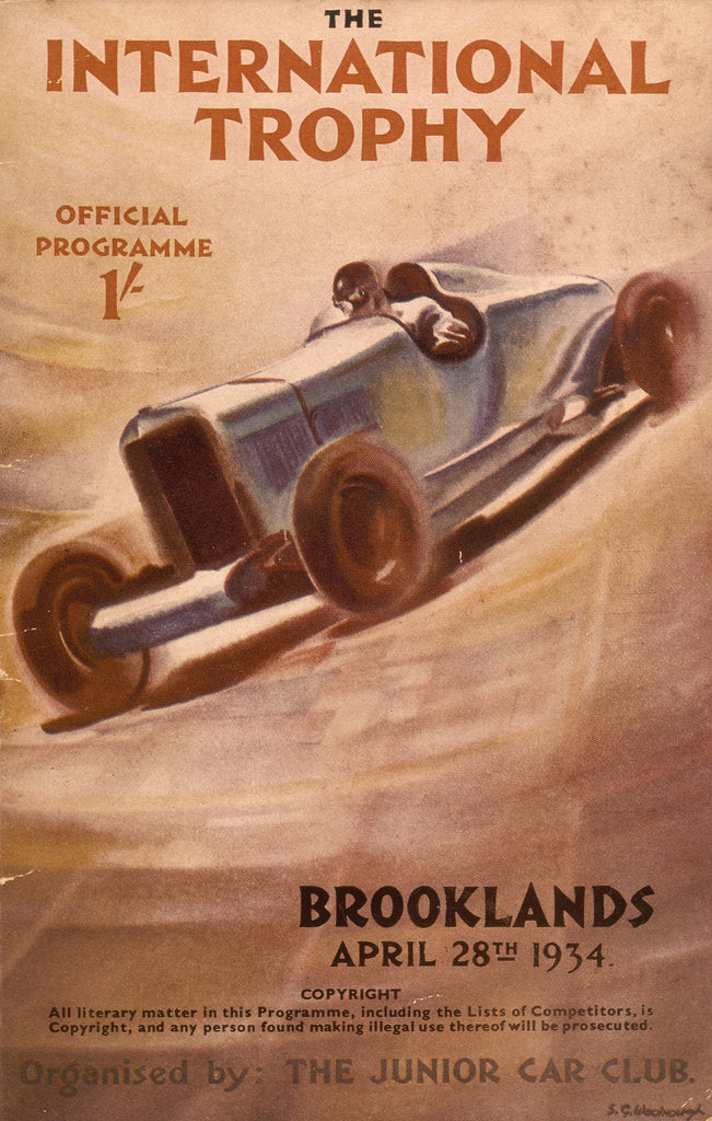 Detail of Programme for the Brooklands International Trophy, 1934 by Unknown