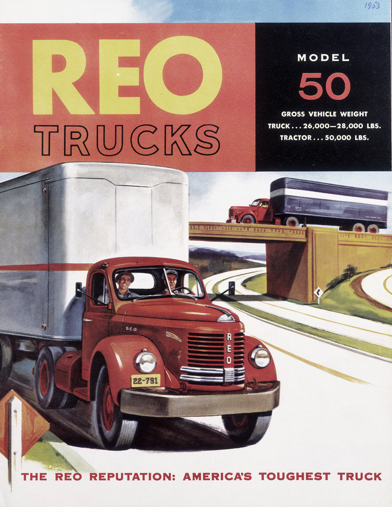 Detail of Poster advertising REO trucks by Anonymous