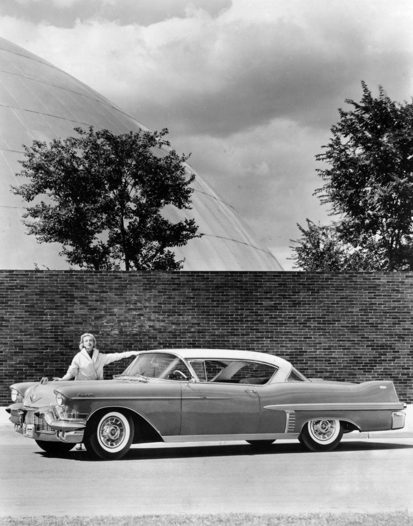 Detail of Woman with a 1957 Cadillac coupe de ville, (c1957?) by Unknown