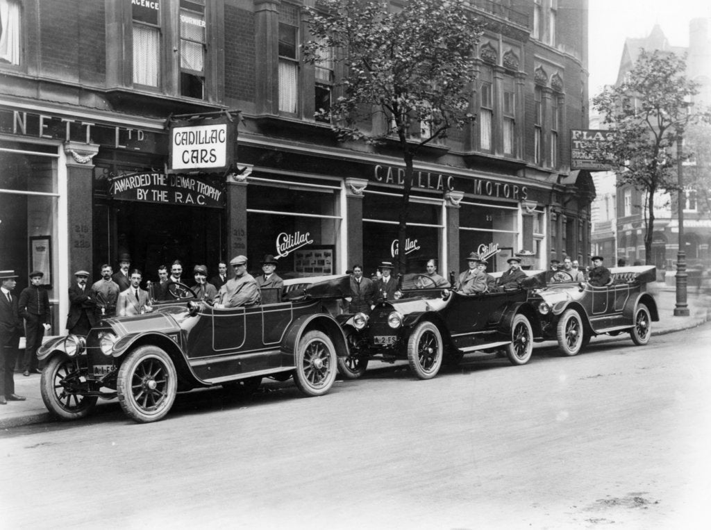 Detail of Cadillac cars preparing to start on the Austrian Alpine Trial, 1914 by Unknown