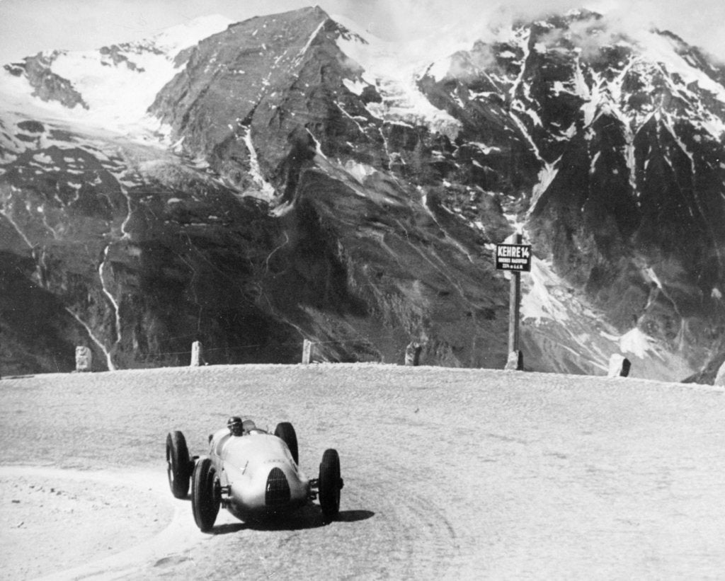 Detail of Hermann Muller in an Auto Union, German Mountain Grand Prix, Grossglockner, Austria, 1939 by Unknown