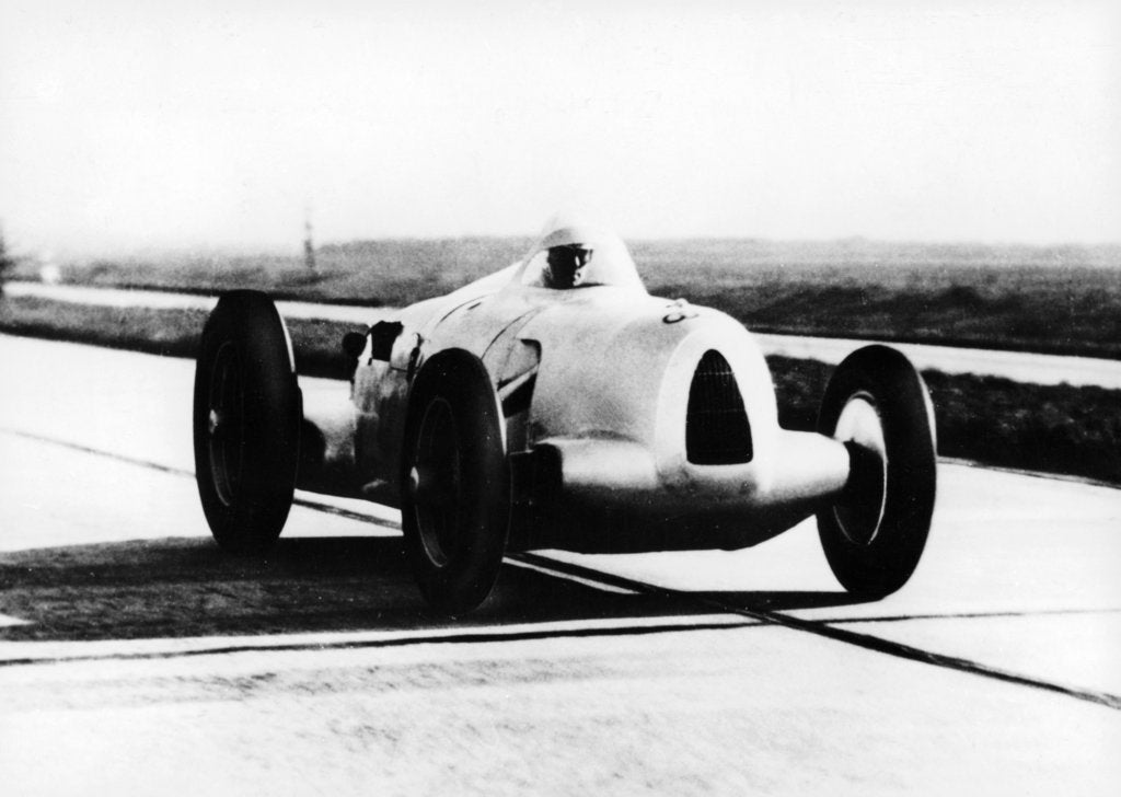 Detail of Bernd Rosemeyer in Auto Union record-breaking car, 1937 by Unknown