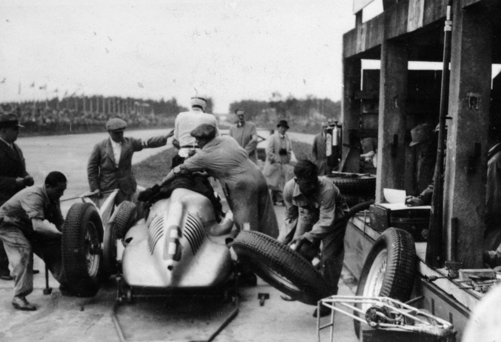 Detail of Auto Union in the pits during a Grand Prix by Anonymous