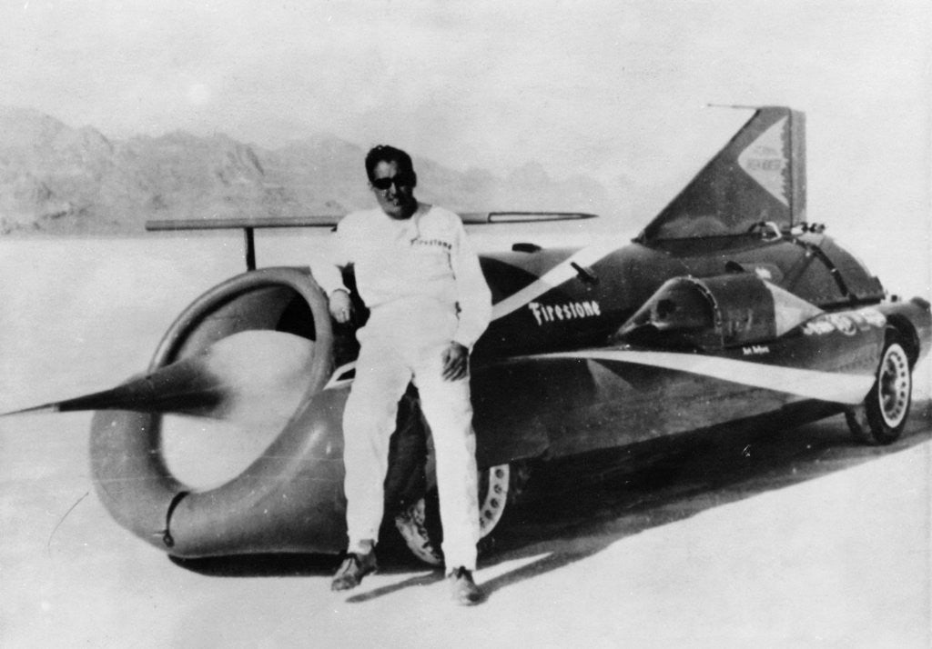 Detail of Art Arfons with 'Green Monster' Land Speed Record car by Anonymous