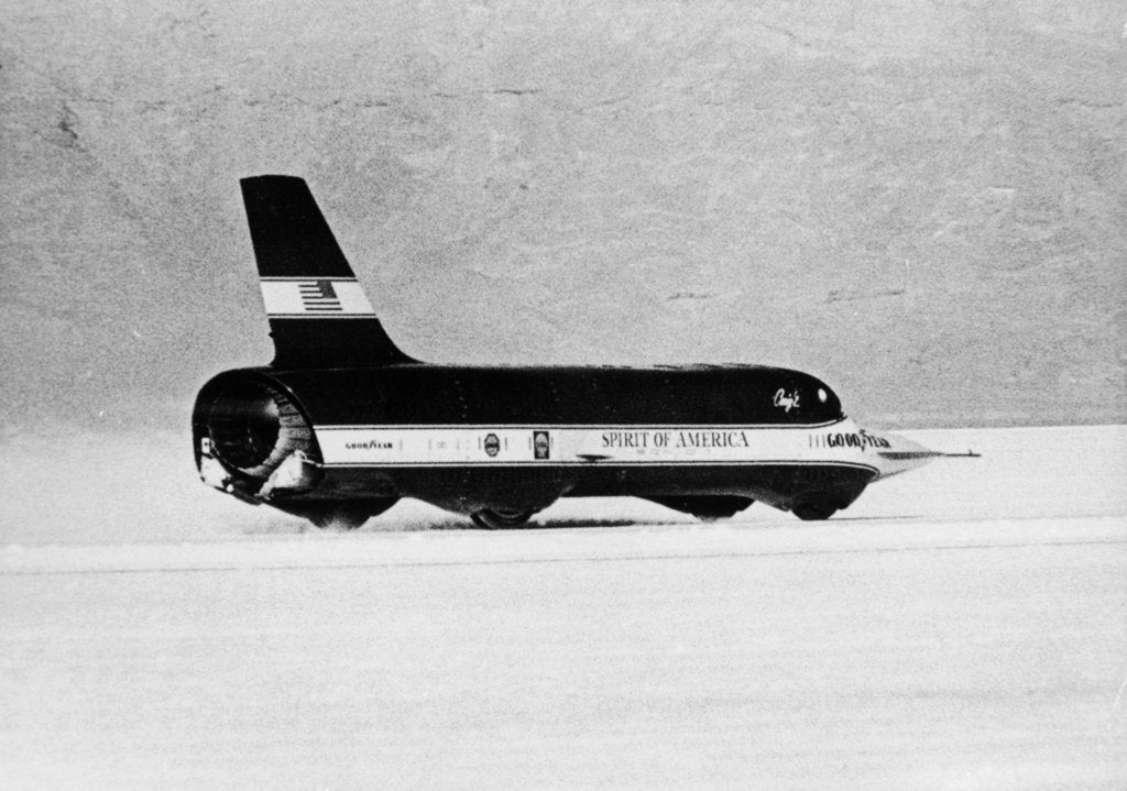 Detail of 'Spirit of America Sonic I' breaking the Land Speed Record, Bonneville Salt Flats, Utah, USA, 1965 by Unknown