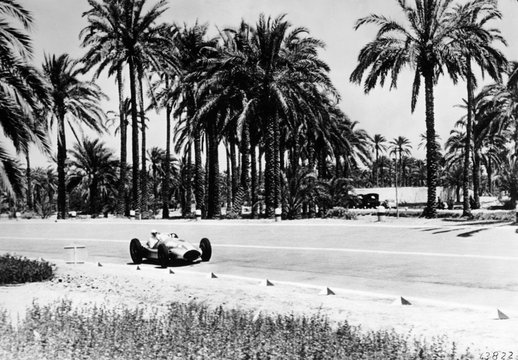 Detail of 1.5 litre Mercedes in action, Tripoli Grand Prix, Tripoli, Libya, 1939 by Unknown