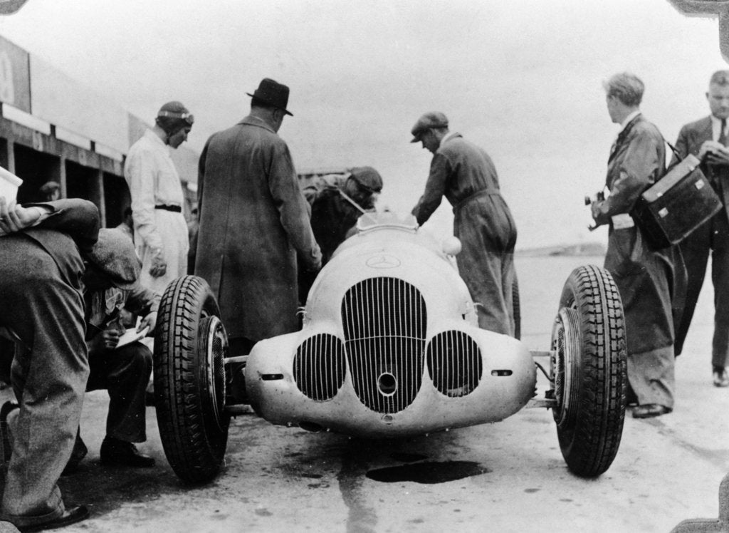 Detail of Mercedes-Benz W125 Grand Prix car at the Nurburgring, Germany, 1937 by Unknown