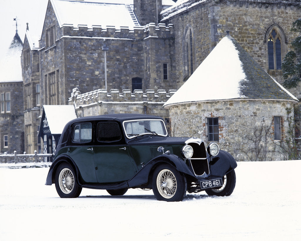Detail of A 1934 Riley Falcon in the snow by Unknown