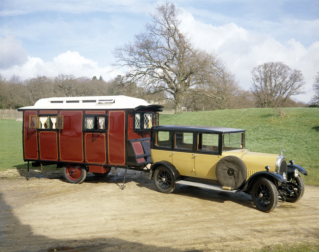 Detail of A 1928 Bean Short 14 with a 1926 Eccles Caravan by Unknown