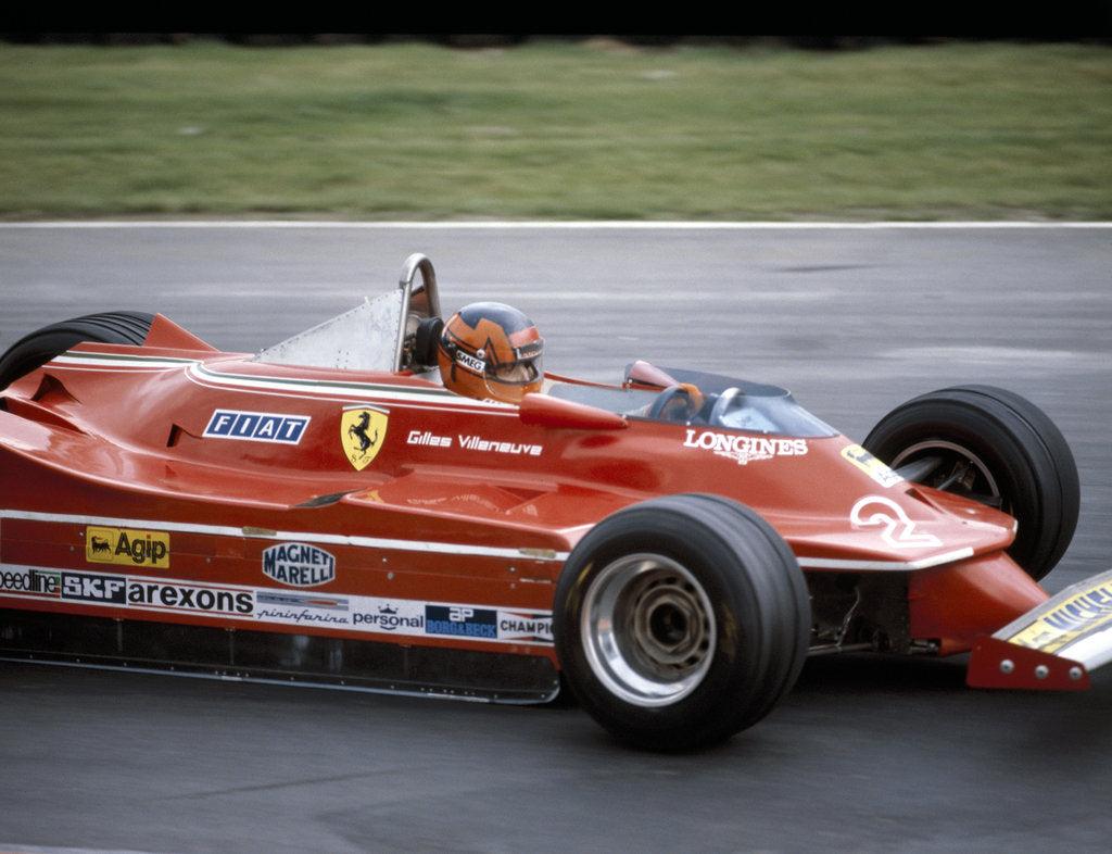 Detail of Gilles Villeneuve racing a Ferrari 312T5, British Grand Prix, Brands Hatch, 1980 by Unknown