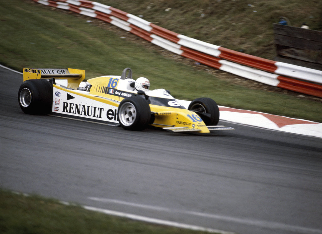 Rene Arnoux racing a Renault RE20, British Grand Prix, Brands Hatch, 1980 by Unknown