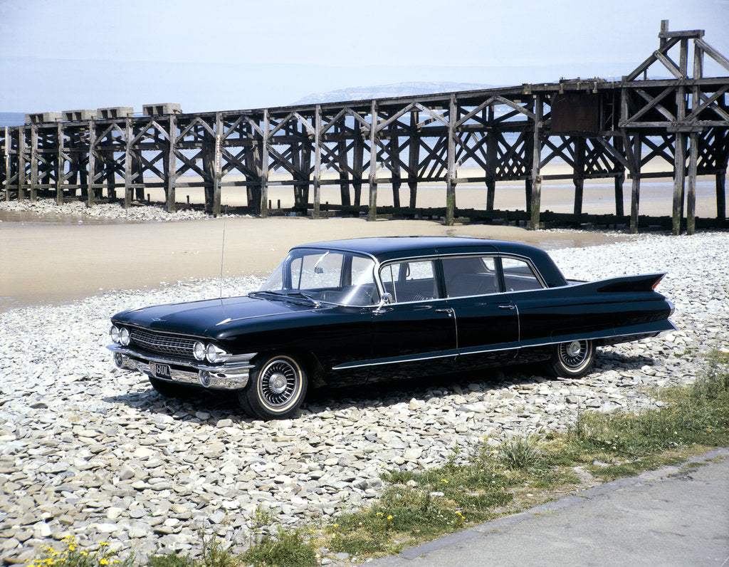 Detail of A 1961 Cadillac Presidential limousine on a beach by Unknown