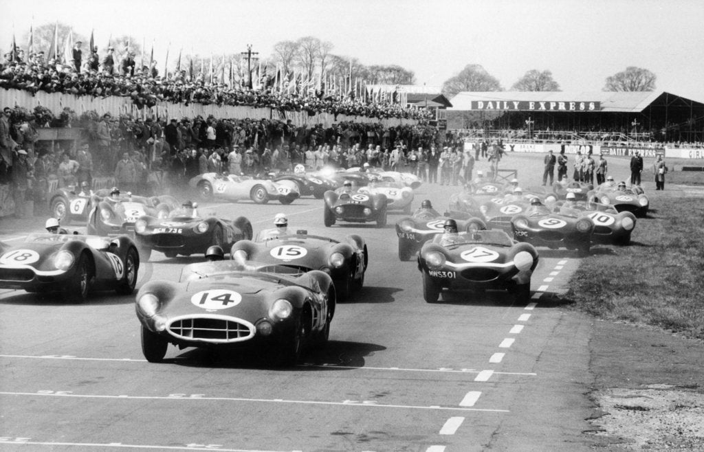 Detail of Scene at the start of a sports car race, Silverstone, Northamptonshire, (late 1950s?) by Maxwell Boyd