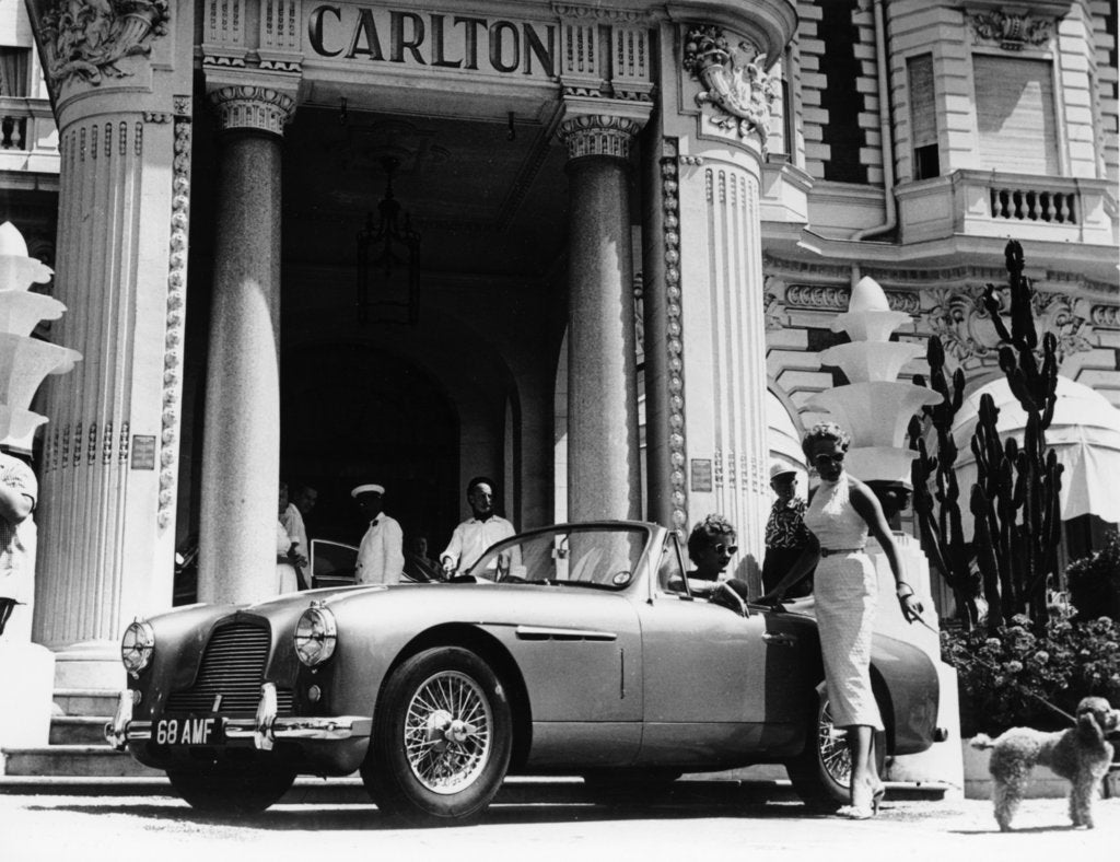 Detail of Aston Martin DB2-4 outside the Hotel Carlton, Cannes, France, 1955 by Unknown