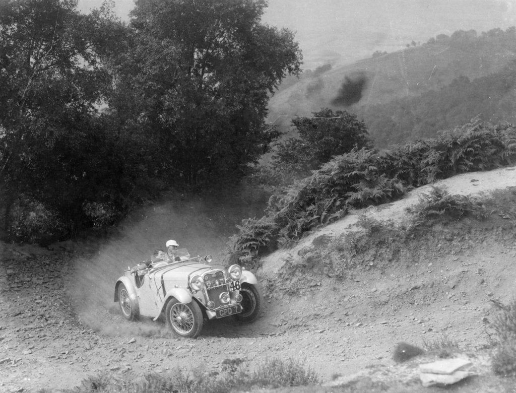 Detail of A Singer Nine taking part in the Barnstaple Trial, Barnstaple, Devon, 1935 by Unknown