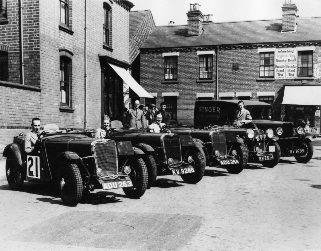 Detail of A line of Singer Le Mans 1.5 Litre TT cars, 1934 by Unknown