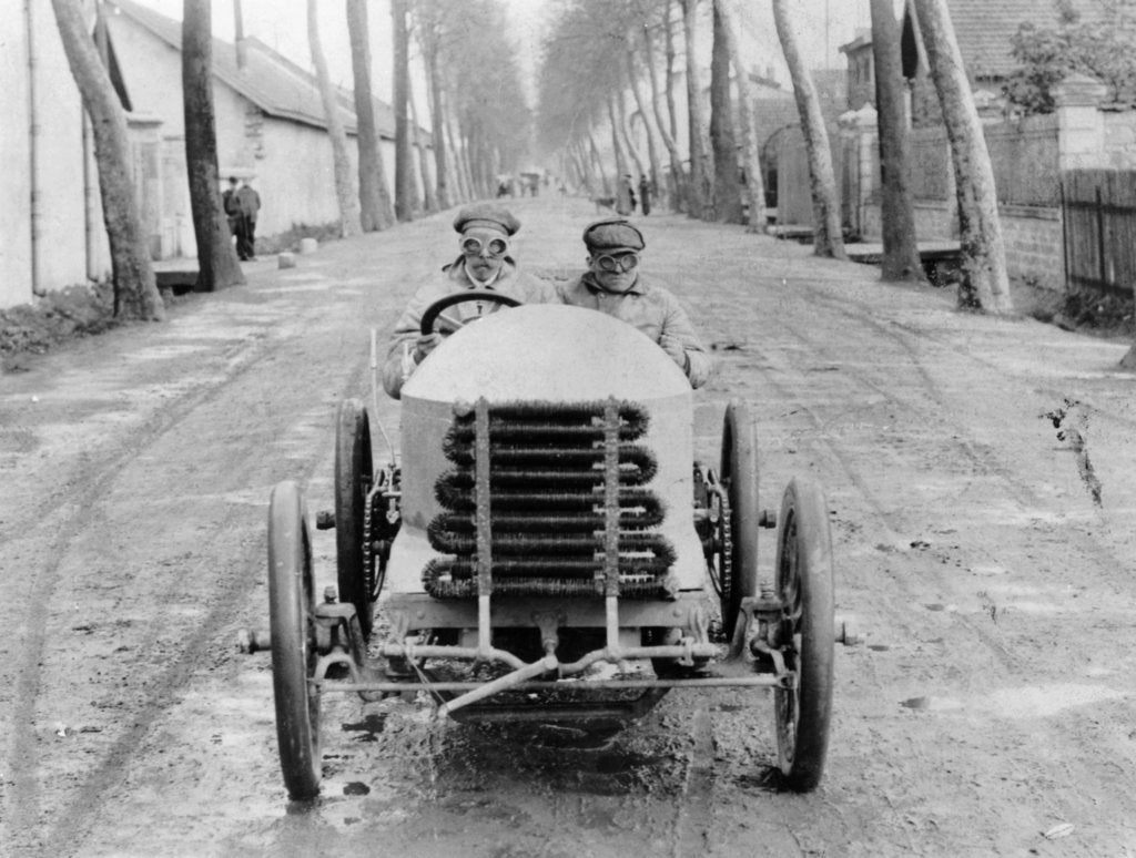 Detail of Lorraine Barrow at the wheel of a De Dietrich, Paris to Madrid Race, 1903 by Unknown