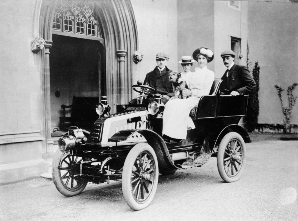 Detail of De Dion car and passengers, c1902 by Unknown