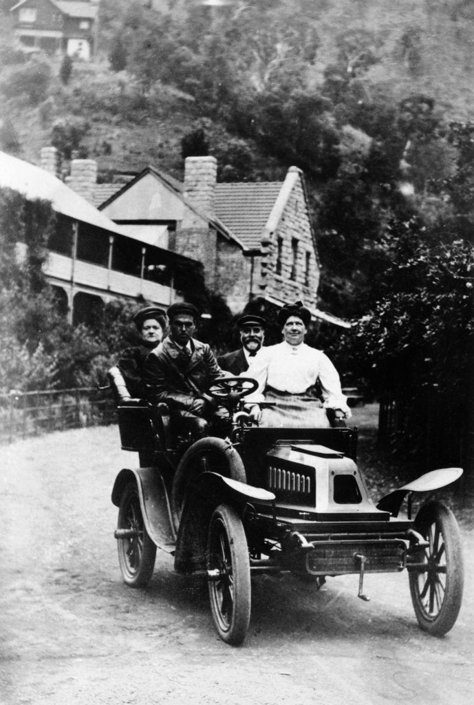 Detail of A 1 cylinder De Dion car and passengers, 1904 by Unknown