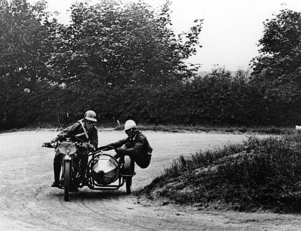 Detail of G Tucker racing a Norton bike, 1924 by Unknown