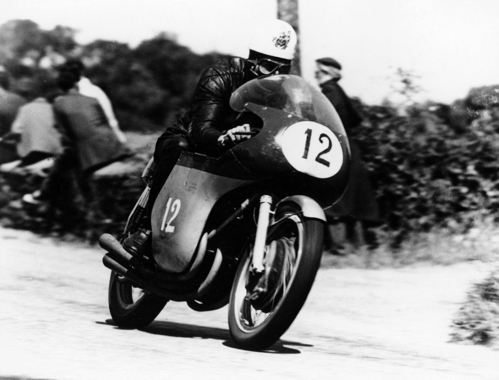 Detail of John Hartle winning the Isle of Man Junior TT, on an MV Agusta, 1960 by Unknown