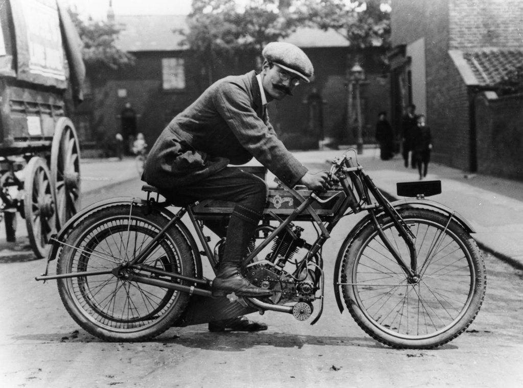 Detail of Harry Collier on a Matchless bike, Isle of Man Senior TT, 1912 by Unknown