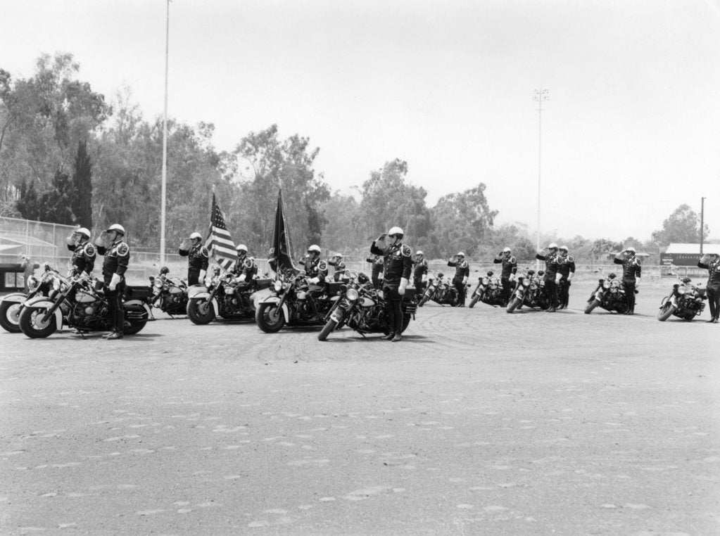 Detail of A police patrol with their Harley-Davidsons, America by Unknown