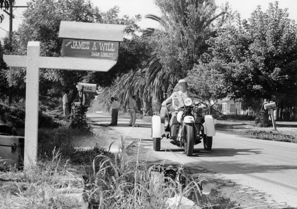 Detail of A three wheeled Harley-Davidson police bike, America, 1950s by Unknown