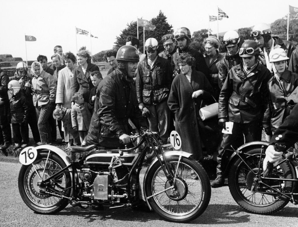 Detail of 1926 Douglas motorbike, Douglas, Isle of Man, 1961 by Unknown