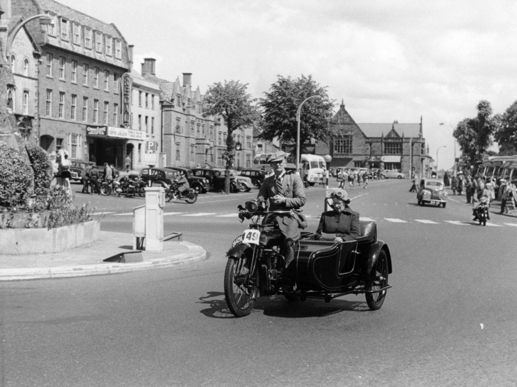 Detail of 1922 Bradbury motorbike and sidecar, 1955 by Unknown