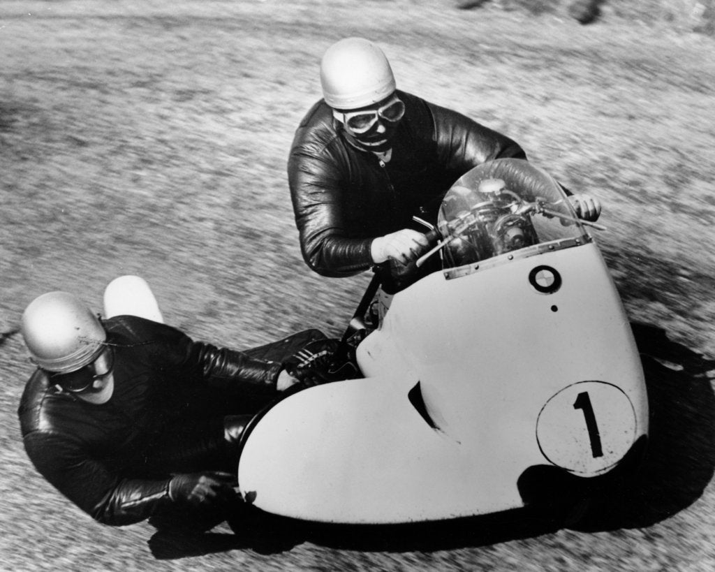 Detail of BMW Motorbike and sidecar combination, 1958 by Unknown