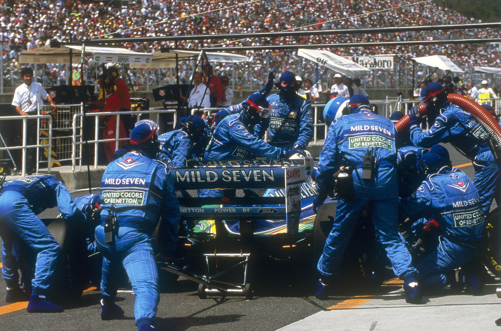 Detail of Pit stop for Michael Schumacher's Benetton-Ford by Anonymous