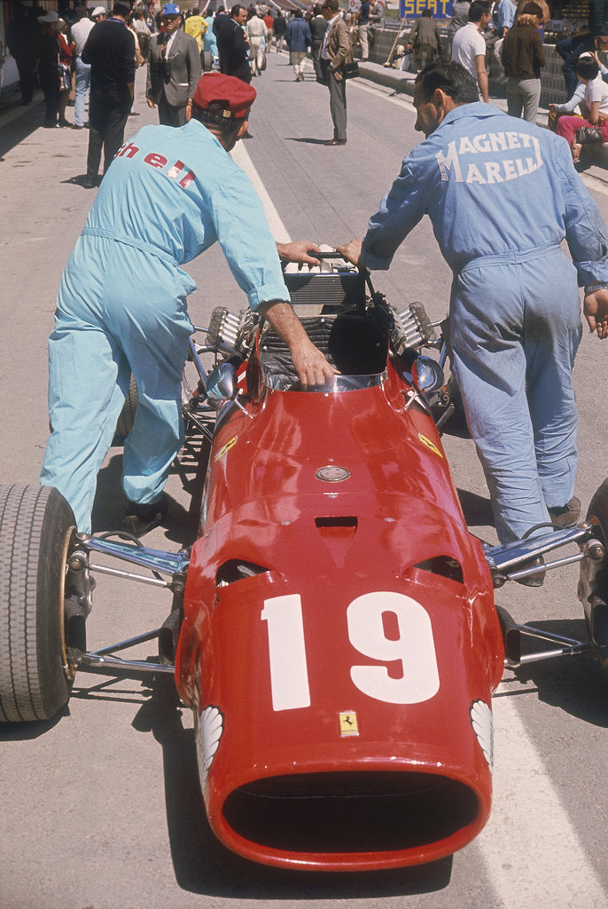 Detail of Ferrari of Chris Amon at the Spanish Grand Prix, Jarama, Madrid, 1968 by Unknown