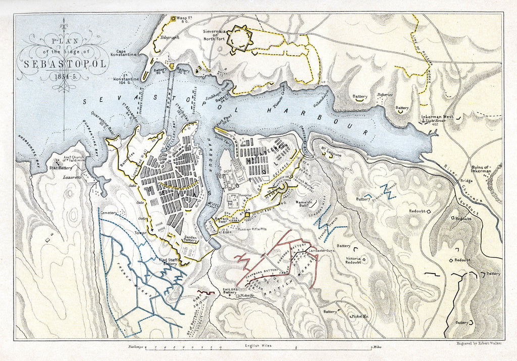 Detail of Map showing the Siege of Sevastopol, Crimean War by Robert Walker