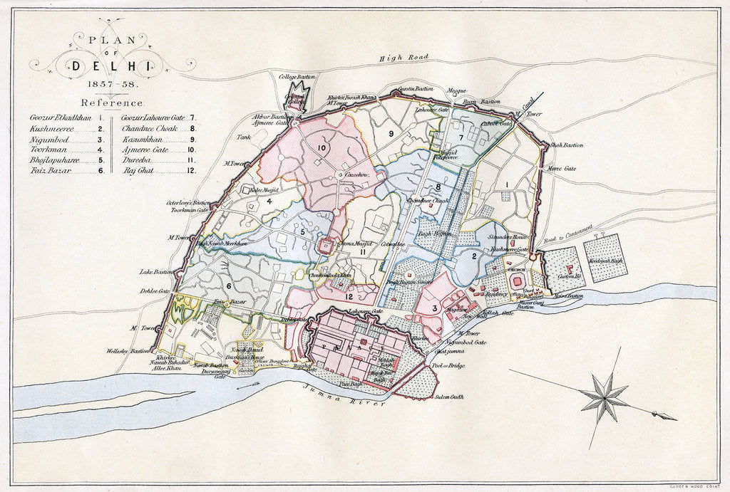 Detail of Plan of Delhi, India by Guyoy & Wood