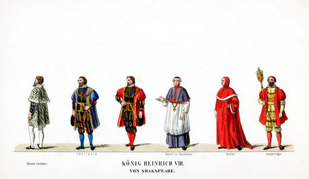 Detail of Theatre costume designs for Shakespeare's play, Henry VIII by Anonymous