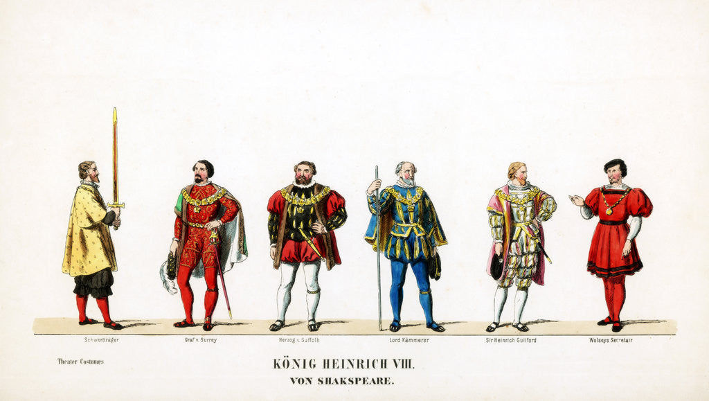 Detail of Theatre costume designs for Shakespeare's play, Henry VIII by Anonymous